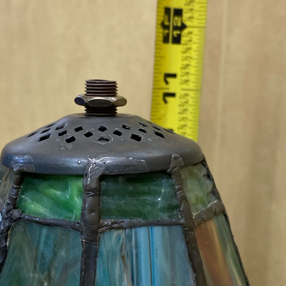 Handcrafted Stained Glass Table Lamp in Green & Pink - Picture 12 of 15